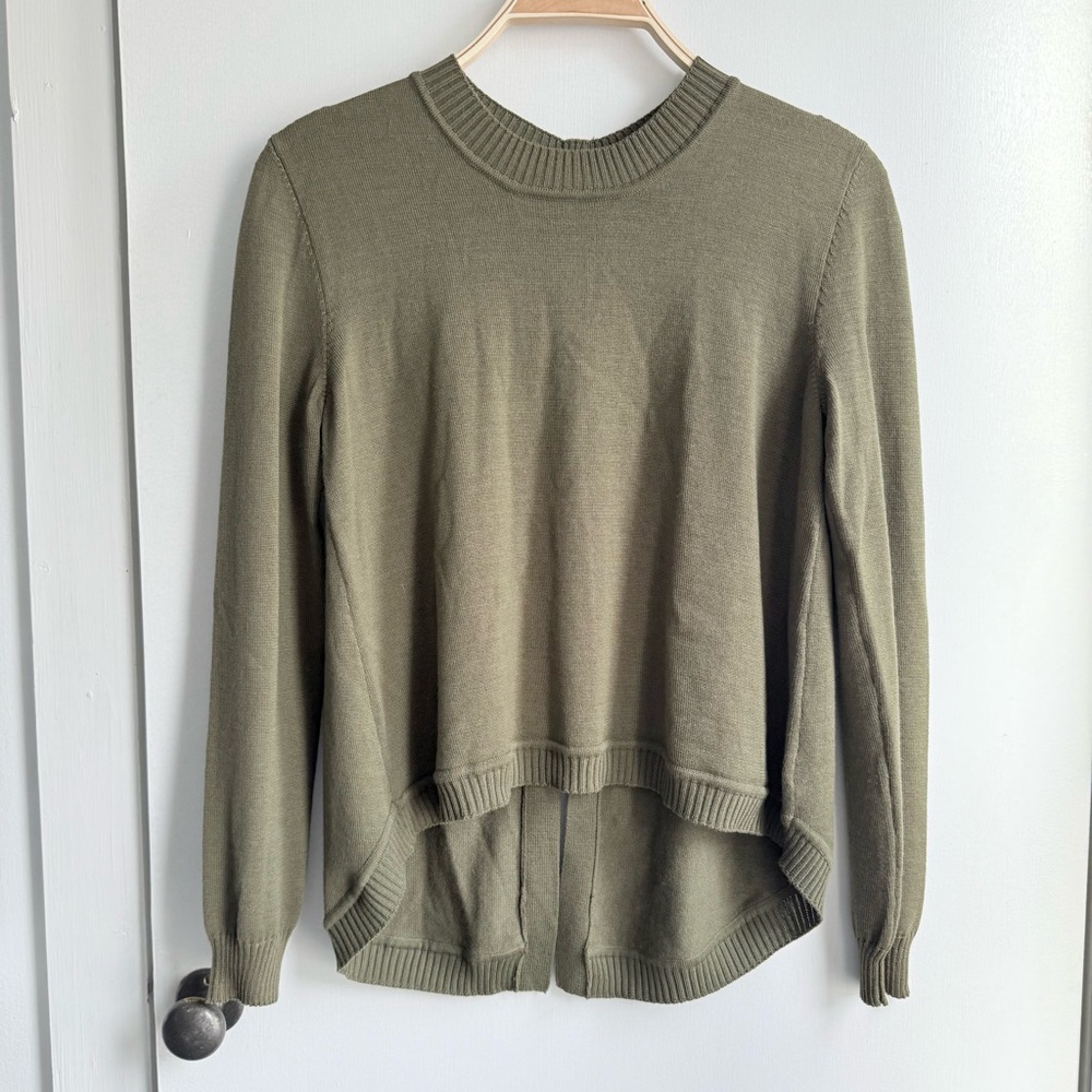 Jenni Kayne 100% Merino Wool Open Back Sweater Green XS - AS IS